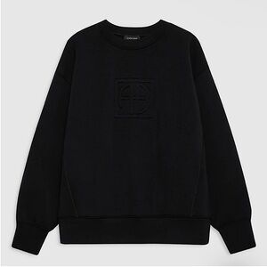 Anine Bing Embossed Logo Black Crew Sweatshirt